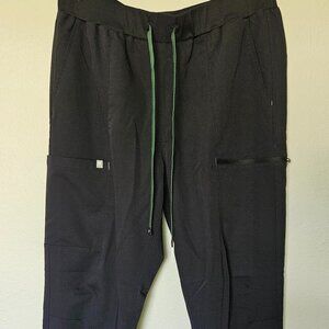 Fabletics On Call Jogger Scrub Pants- Black w/ Green accents XXL/1X